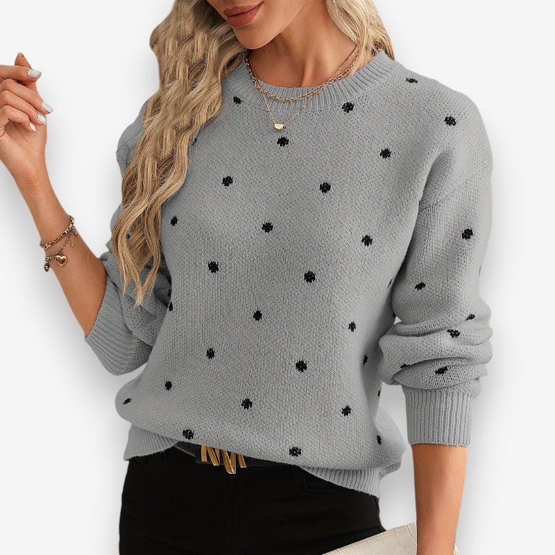 Hannah – Long Sleeve Sweater with Round Neck and Ribbed Hem - Image 3