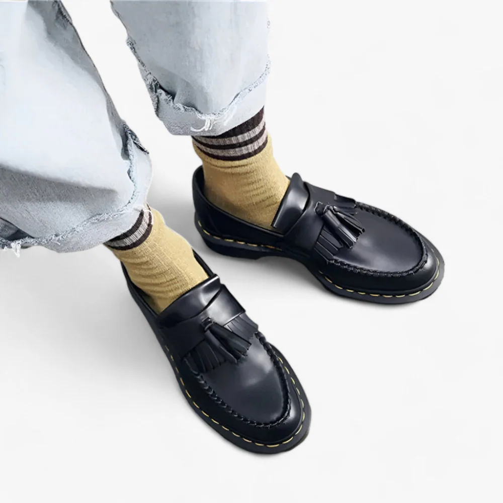 Harald - Men's Genuine Leather Tassel Shoes with Thick Sole - Image 4