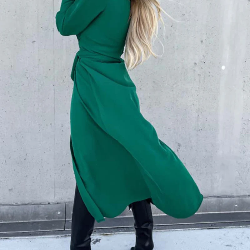 Hazel – Long Sleeve Shirt Dress with Side Slits - Image 8