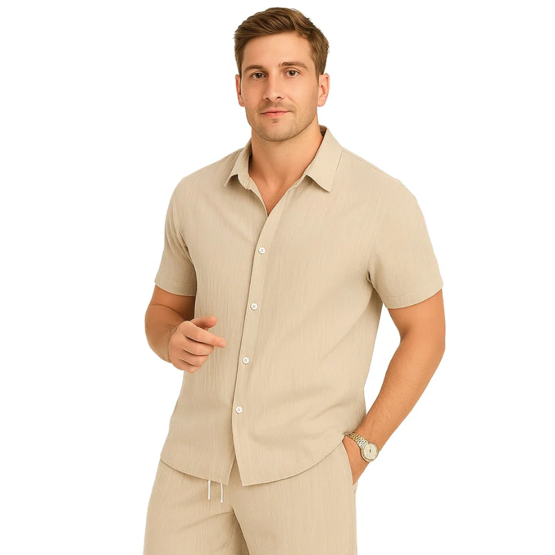 Henry – Men's 2-Piece Set Short-Sleeve Shirt + Shorts with Drawstring - Image 5