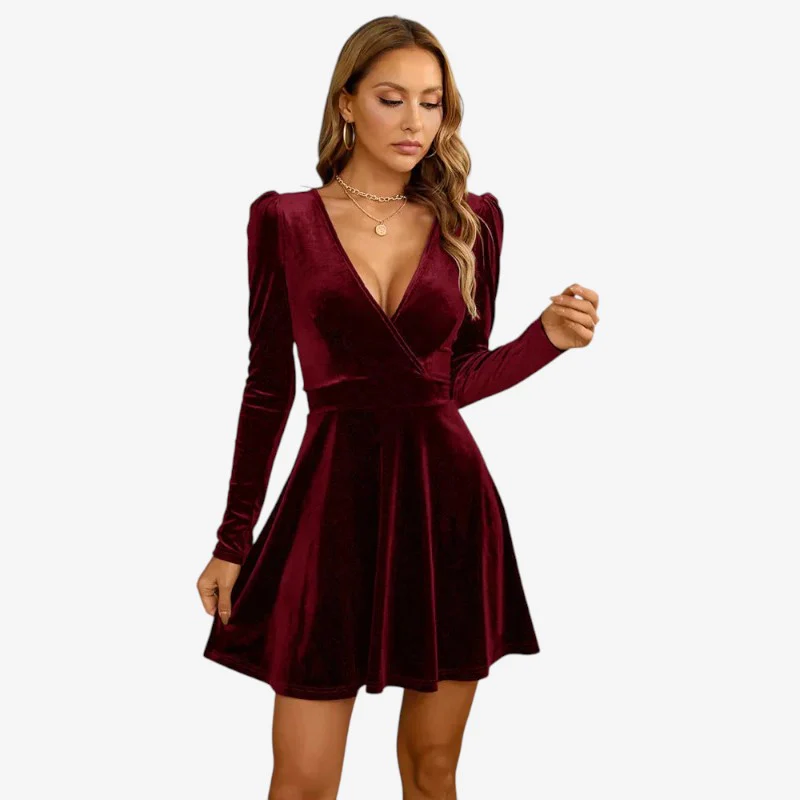 Jennifer – Long Sleeve V-Neck Midi Dress - Image 3