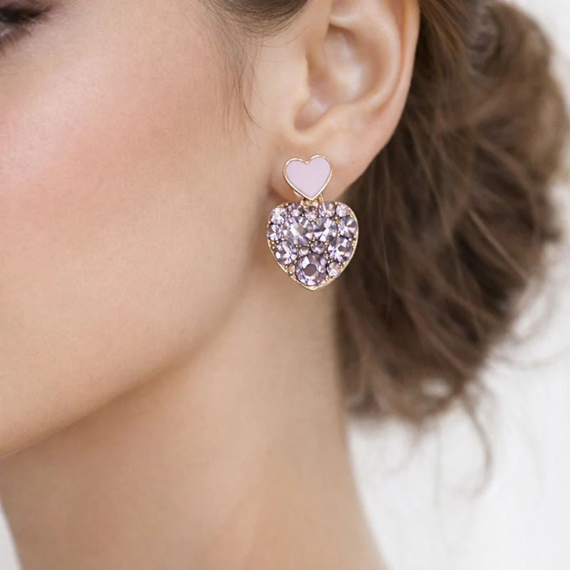Jessica – Heart-shaped Earrings with Diamond Look Details - Image 5