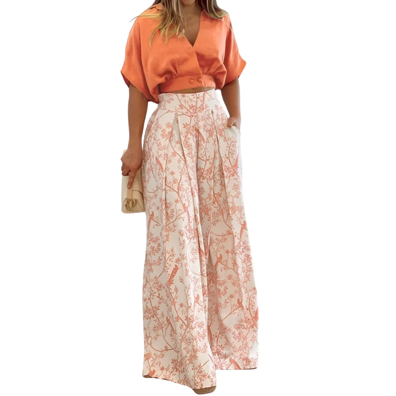 Jessica – Two-Piece Set with Floral Print & Wide-Leg Trousers - Image 4