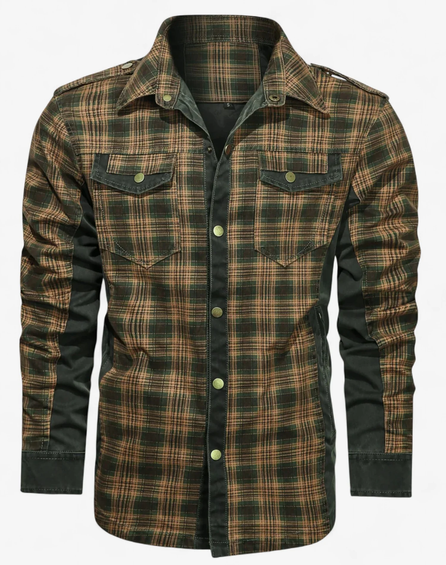 John – Checked Cotton Blend Overshirt with Snap Closure - Image 2