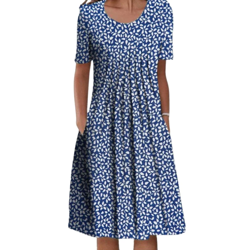 Julia – Floral Dress with Short Sleeves and Round Neck - Image 2
