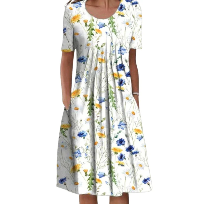 Julia – Floral Dress with Short Sleeves and Round Neck - Image 4