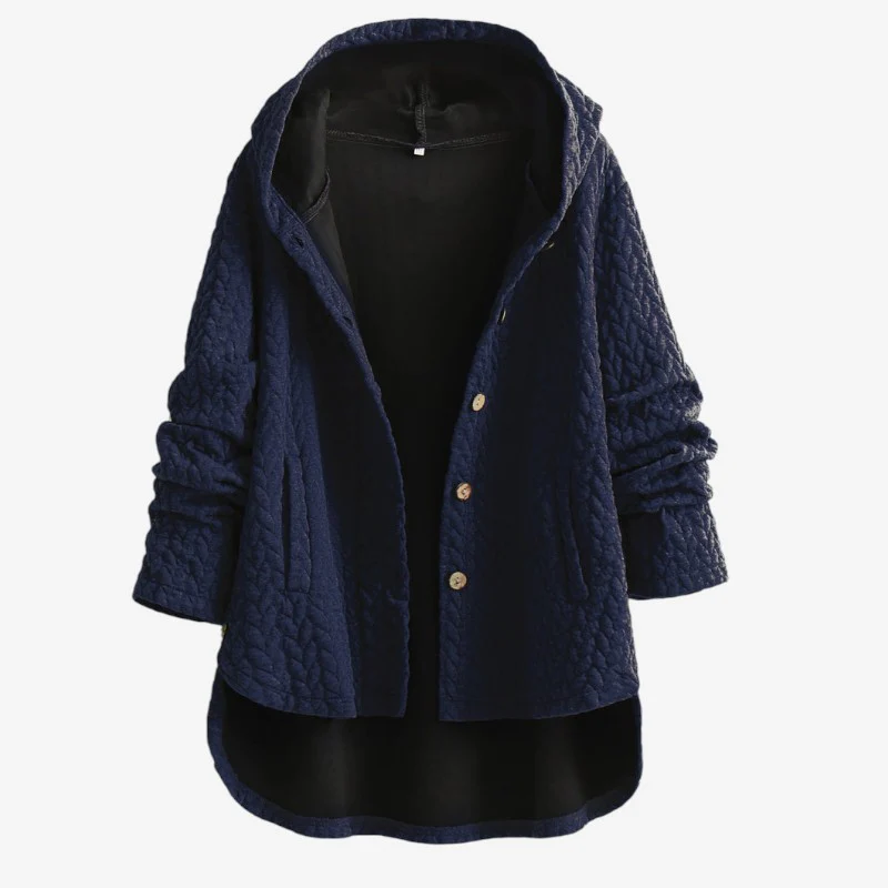 Julie – Long Sleeve Coat with Button Pockets - Image 2