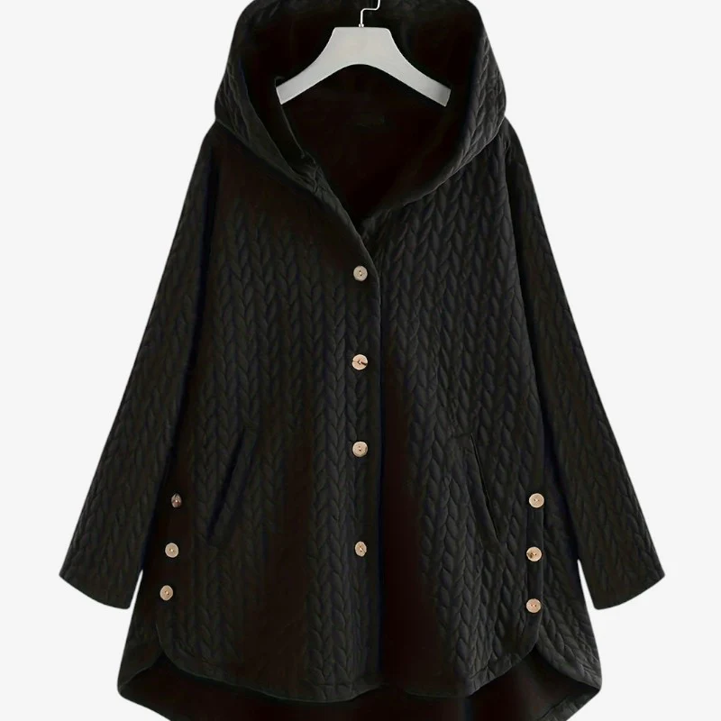 Julie – Long Sleeve Coat with Button Pockets - Image 3