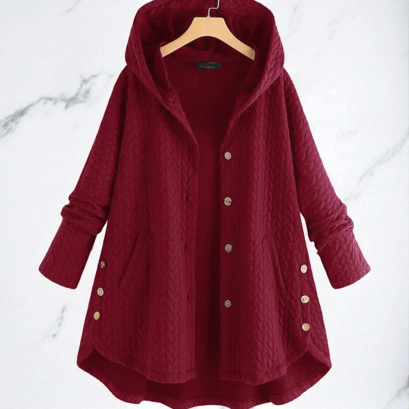 Julie – Long Sleeve Coat with Button Pockets - Image 6