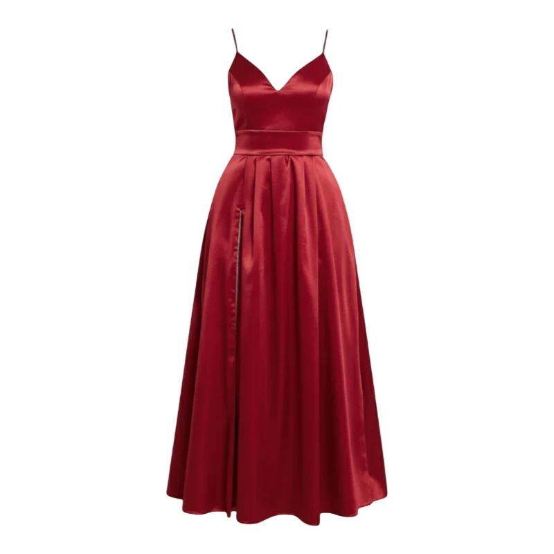 Julie – Women's sleeveless maxi dress with deep V-neck and high waist belt - Image 4