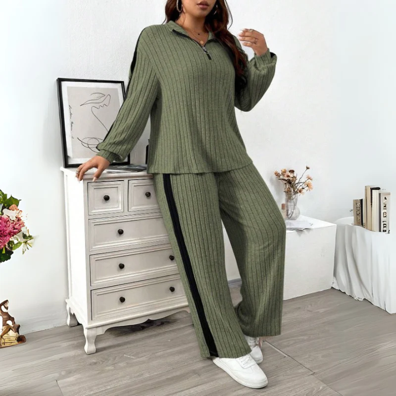 Julira – Half-Zip Sweatshirt Set with High Collar and Wide Pants - Image 6