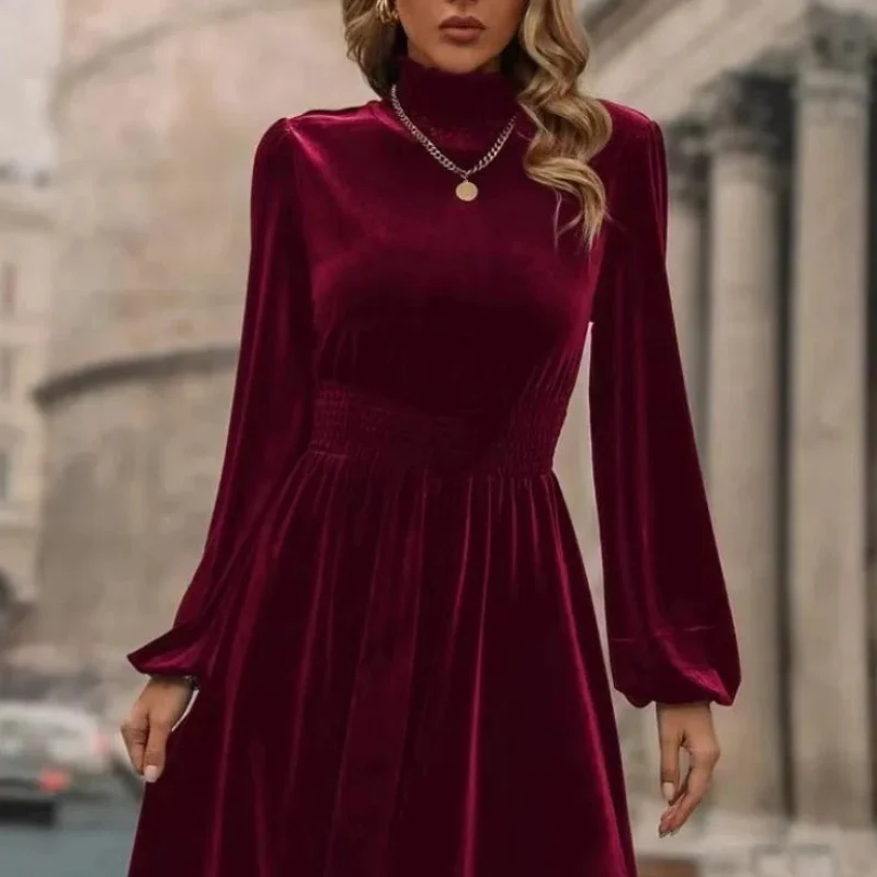 Kathleen - Knee-Length Turtleneck Dress with Long Sleeves - Image 6