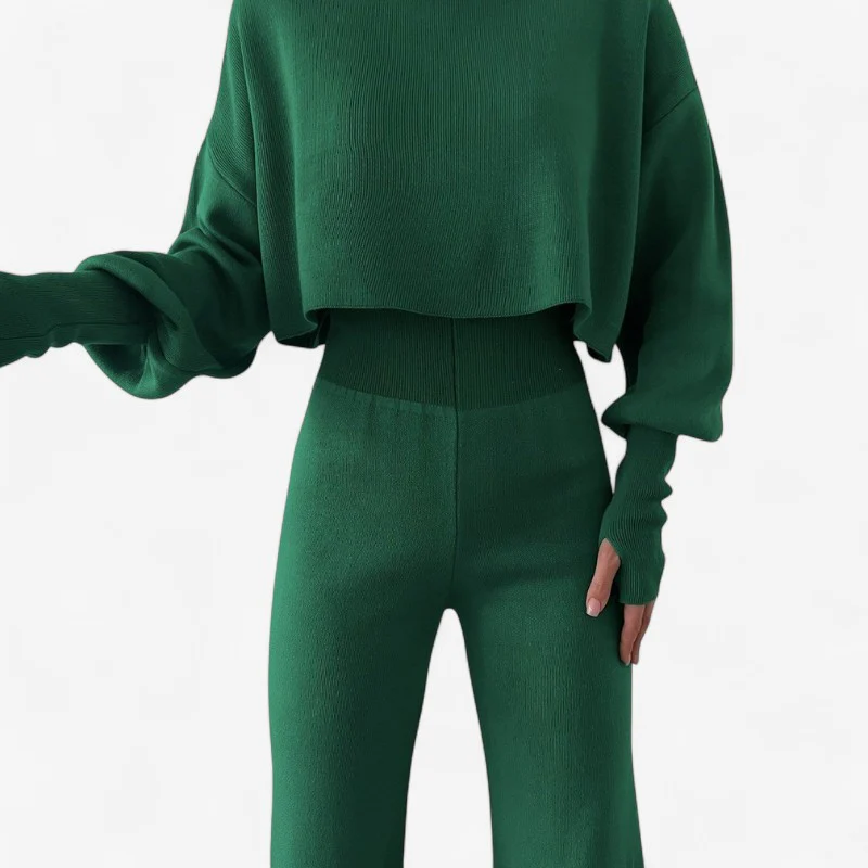 Kathy – Two-piece set with fitted turtleneck & high-waist wide-leg pants - Image 5