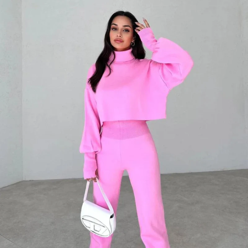 Kathy – Two-piece set with fitted turtleneck & high-waist wide-leg pants - Image 8