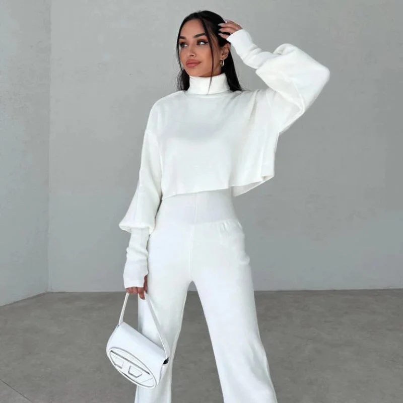 Kathy – Two-piece set with fitted turtleneck & high-waist wide-leg pants - Image 9