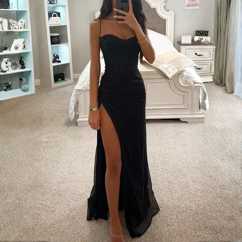 Kathy – Long Sleeveless Dress with Sequins and High Slits - Image 6