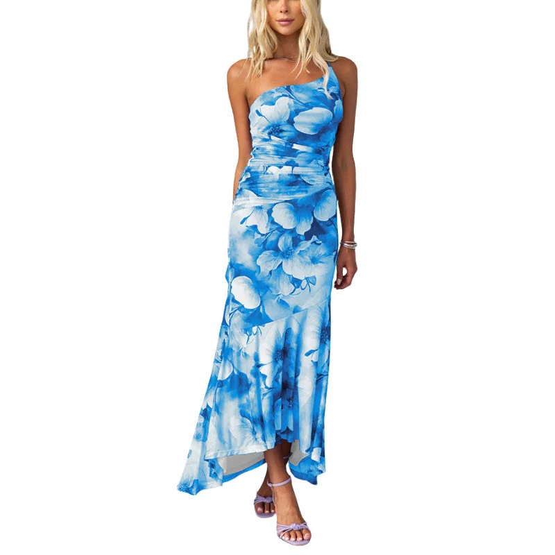 Laura – Fitted One-Shoulder Dress with Floral Print - Image 2