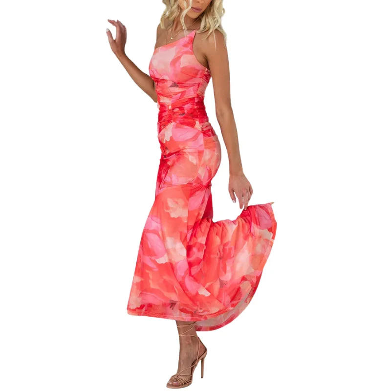 Laura – Fitted One-Shoulder Dress with Floral Print - Image 3