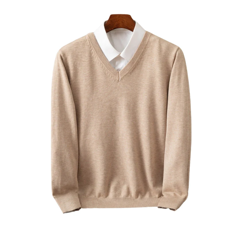 Leon – Cashmere Sweater with V-Neck and Long Sleeves - Image 3