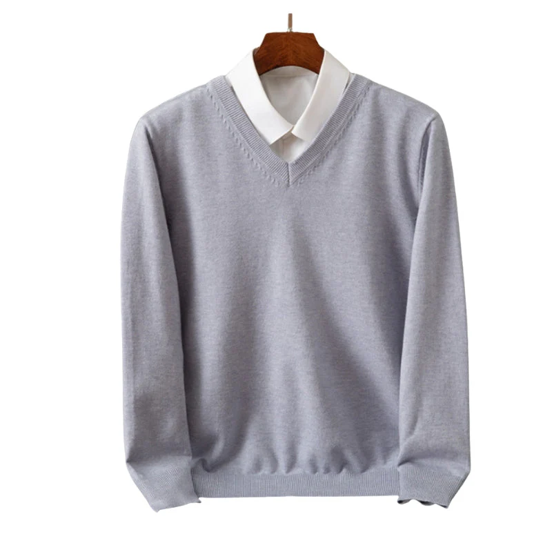 Leon – Cashmere Sweater with V-Neck and Long Sleeves - Image 7