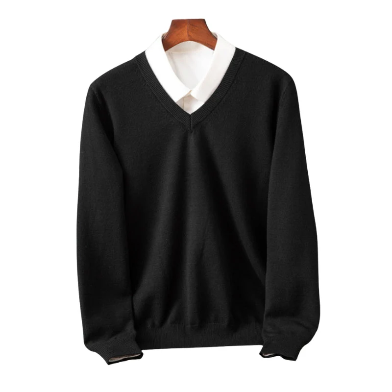 Leon – Cashmere Sweater with V-Neck and Long Sleeves - Image 9