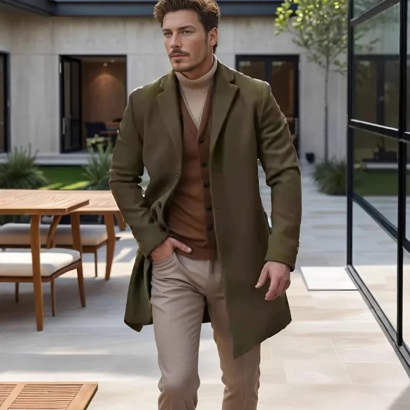 Liam – Long Coat with a Dropped Collar and Long Sleeves - Image 7