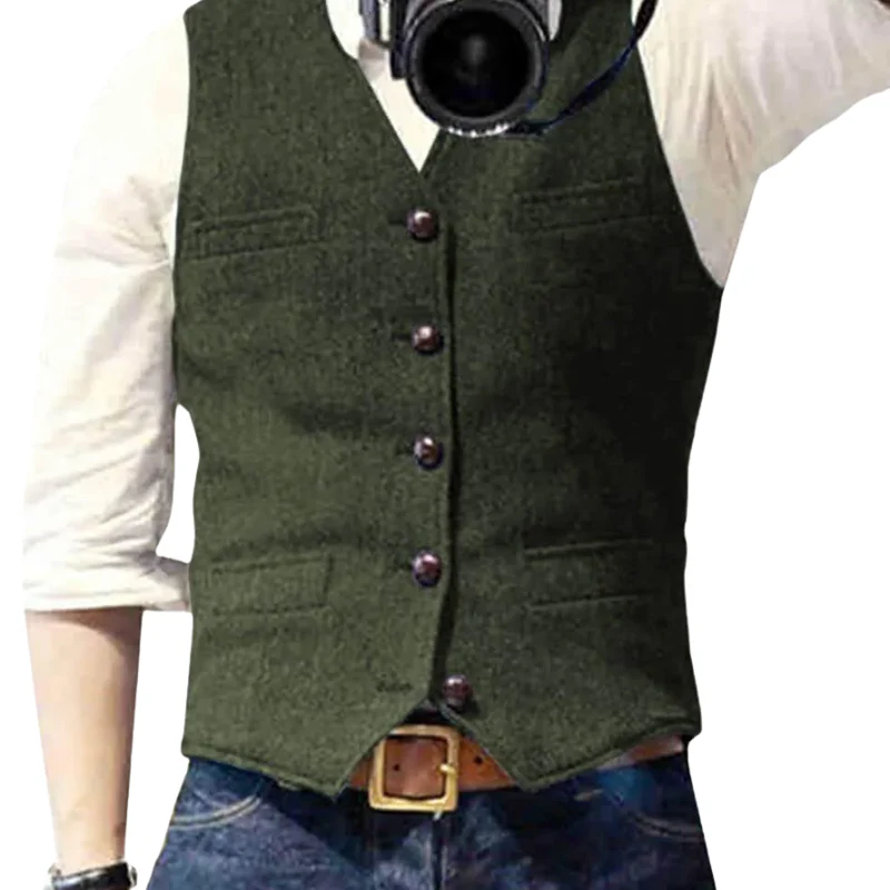 Liam – Men's sleeveless slim fit waistcoat with pockets and buttons - Image 3