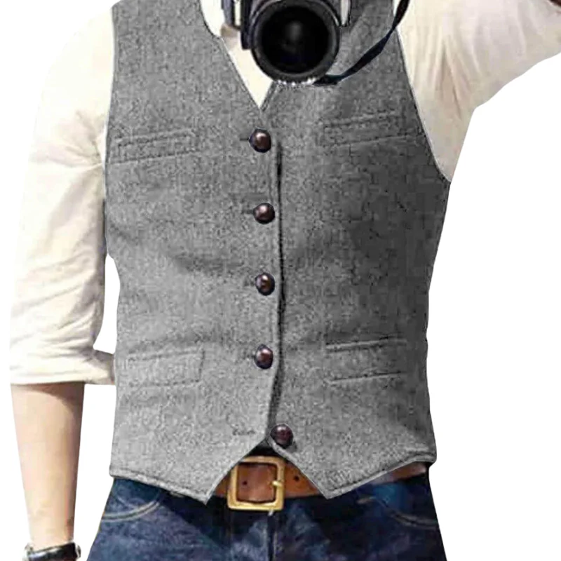 Liam – Men's sleeveless slim fit waistcoat with pockets and buttons - Image 4
