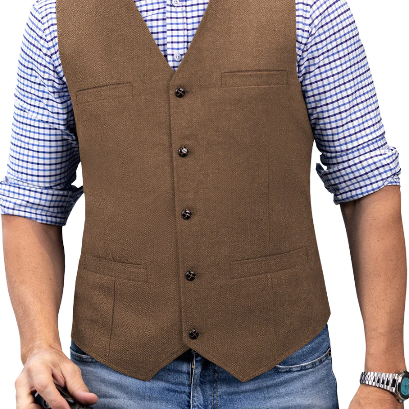 Liam – Men's sleeveless slim fit waistcoat with pockets and buttons - Image 7