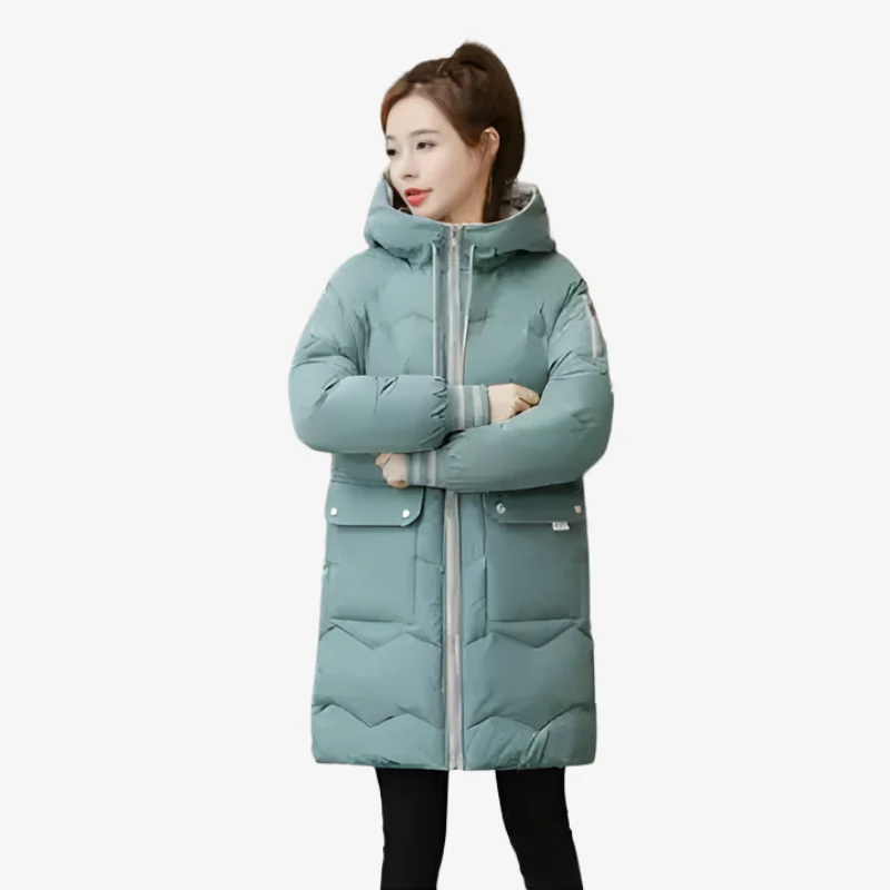 Lieke - Long Zip-Up Hooded Jacket with Side Pockets - Image 3