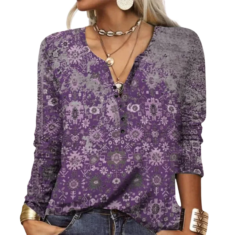 Lieve – Printed Blouse with V-Neck & Long Sleeves - Image 4
