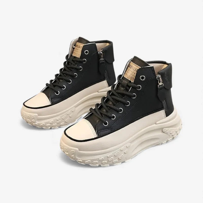 Lina – Non-slip Lace-Up Sneakers with Side Zip - Image 2