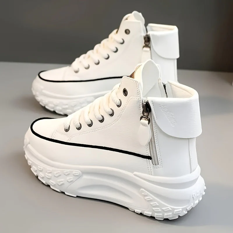 Lina – Non-slip Lace-Up Sneakers with Side Zip - Image 4
