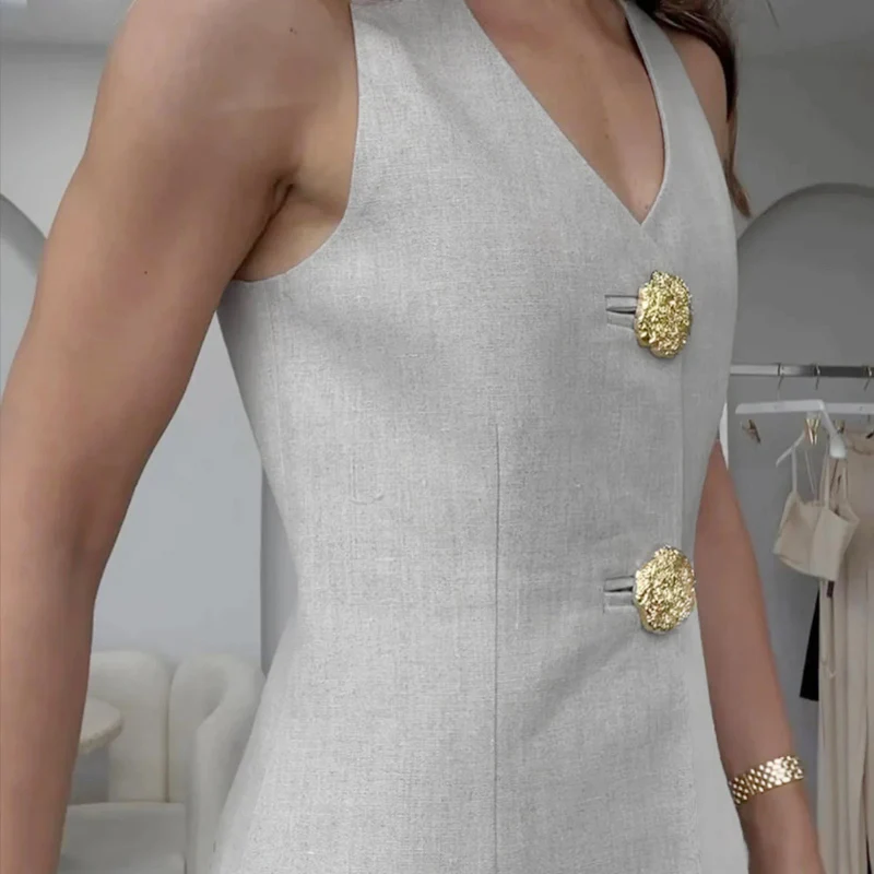 Lisa – Blouse & Trouser Set with Button and Slit Details - Image 5