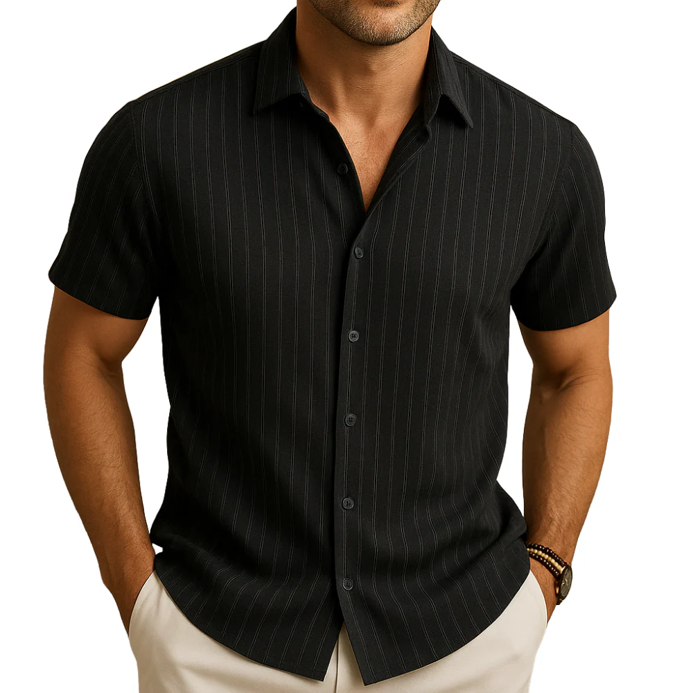 Lukas – Short-Sleeve Shirt, Folded Collar & Button Fastening - Image 3