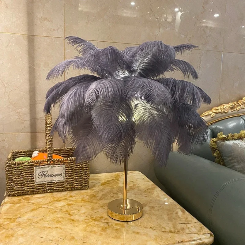 LumaNest – Table Lamp with Round Base and Feather Detail - Image 9