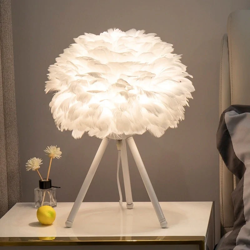 LumiNest – Feather Table Lamp with Tripod Design - Image 5