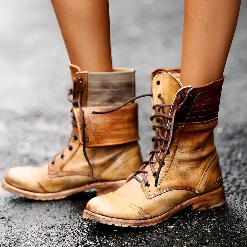 Luna – Women's ankle boots with high buckle and lace-up fastening - Image 5