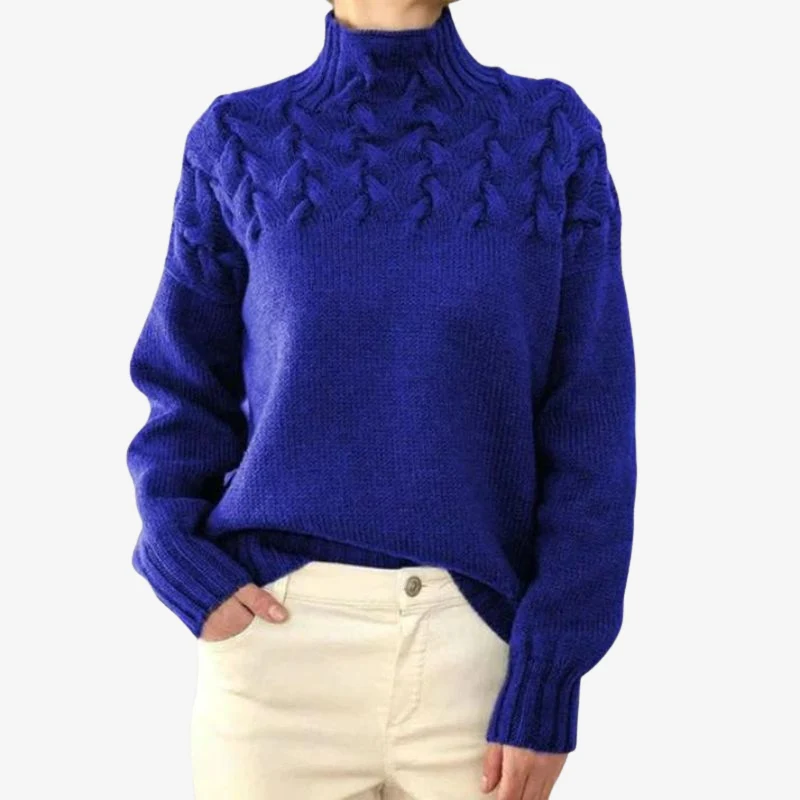 Luna – Women's Crew Neck Sweater with Ribbed Hem - Image 7