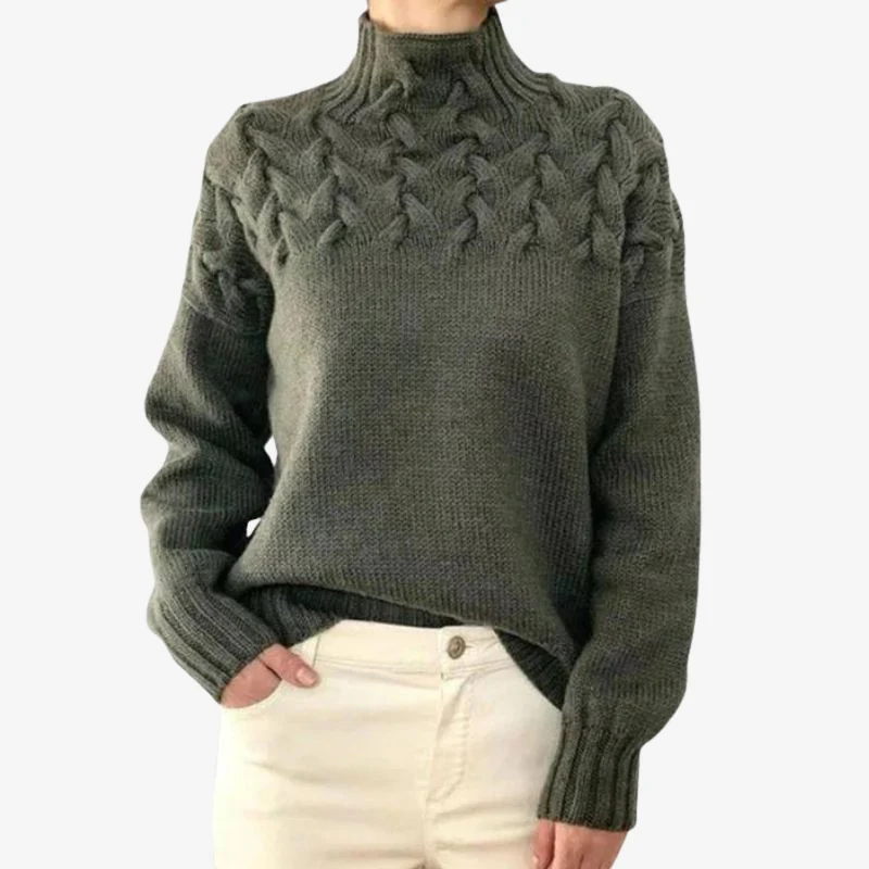 Luna – Women's Crew Neck Sweater with Ribbed Hem - Image 8