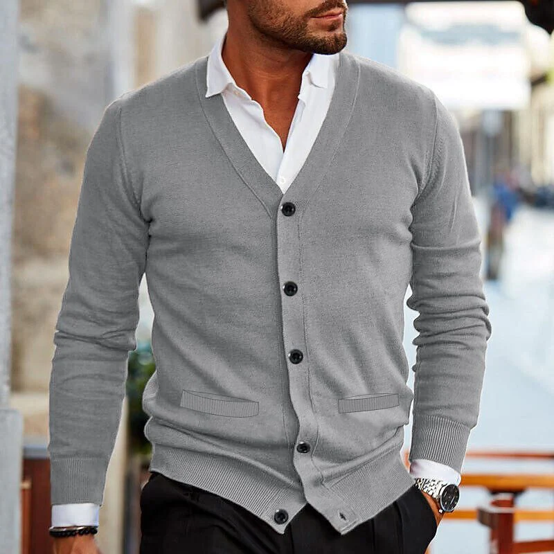 Men V-Neck Button Front Cardigan - Image 10