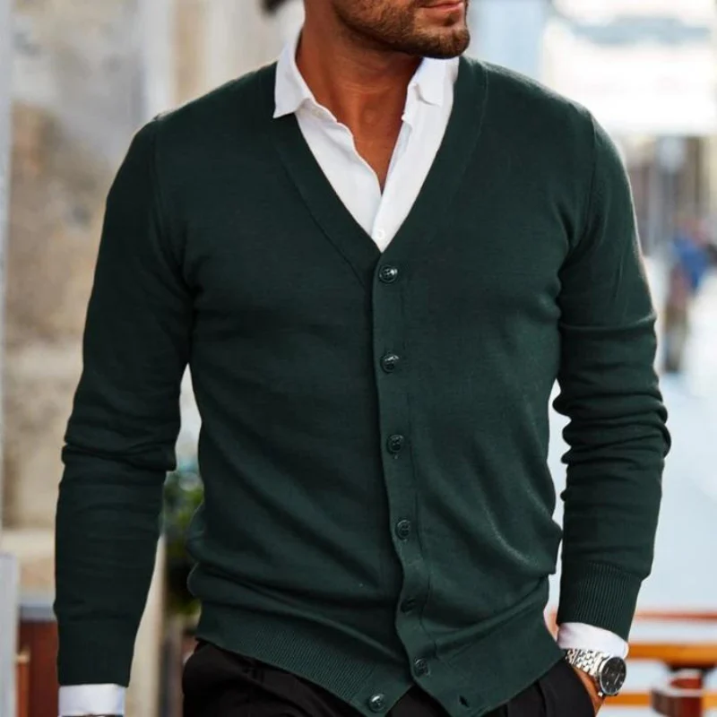 Men V-Neck Button Front Cardigan - Image 12