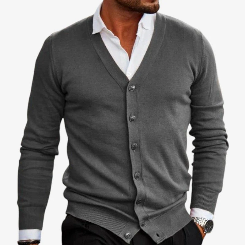 Men V-Neck Button Front Cardigan - Image 4