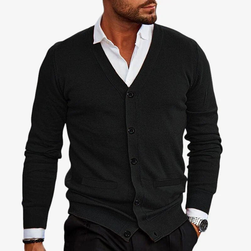 Men V-Neck Button Front Cardigan - Image 6