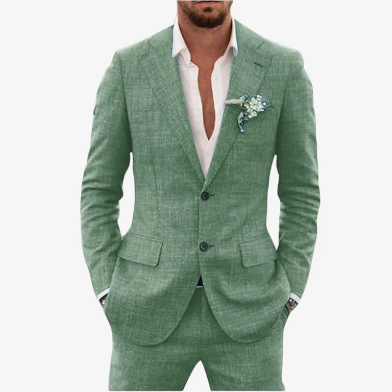 Men's Blazer and Trouser Two-Piece Set with Lapel Collar - Image 7