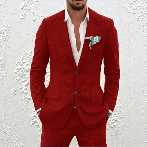 Men's Blazer and Trouser Two-Piece Set with Lapel Collar - Image 9