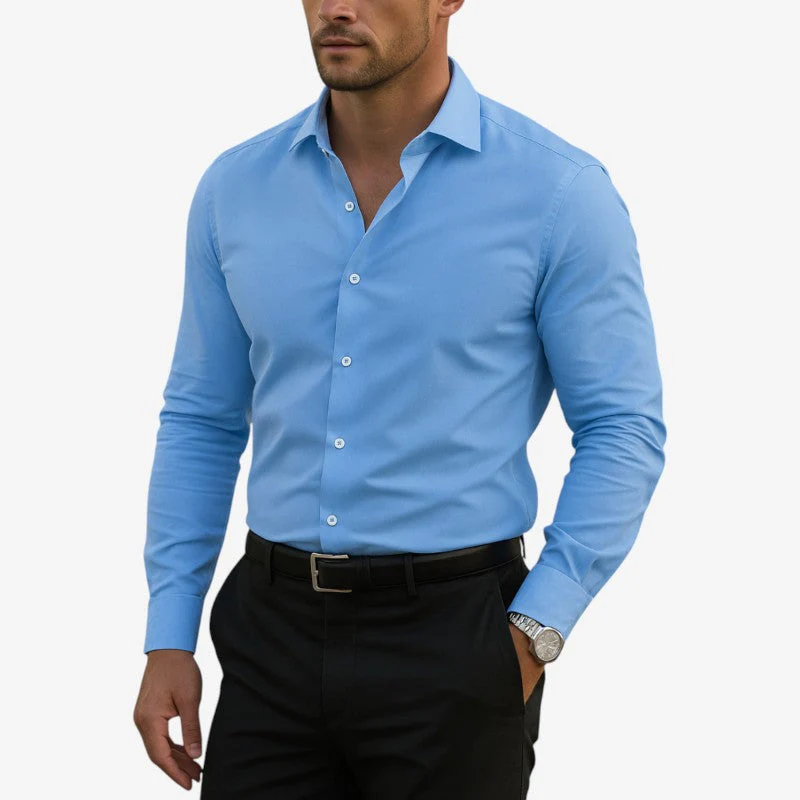 Men's Slim Fit Long Sleeve Button Up Shirt - Image 5