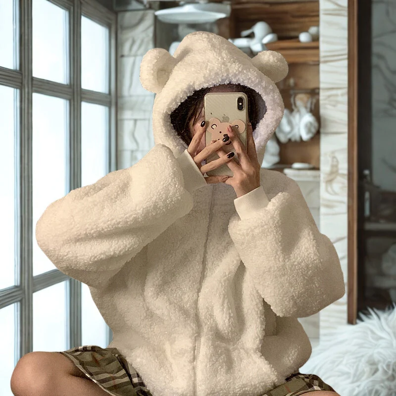 Mia – Women's Long Sleeve Sweater with Ears Hoodie - Image 2