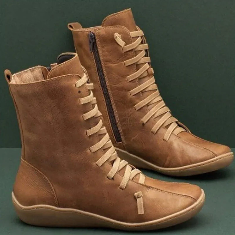 Michael – Flat Sole Boots with Laces, Buckle & Side Zip - Image 6