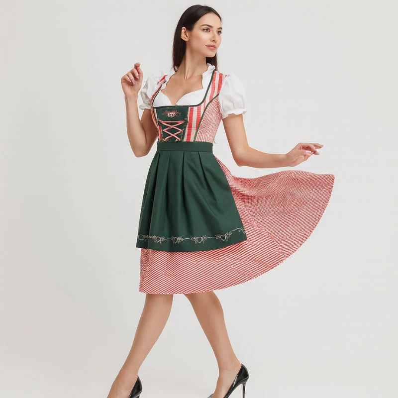 Mila – Women's Oktoberfest Dress Short Sleeve with Checked Apron - Image 2